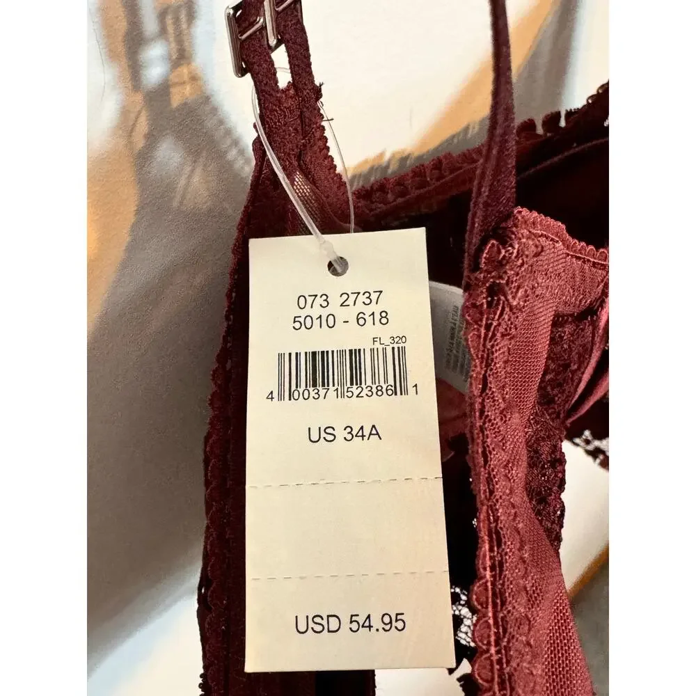 Brand New Aerie Real Power Wireless Push up Joy Lace Bra Women's Royal Berry 34A